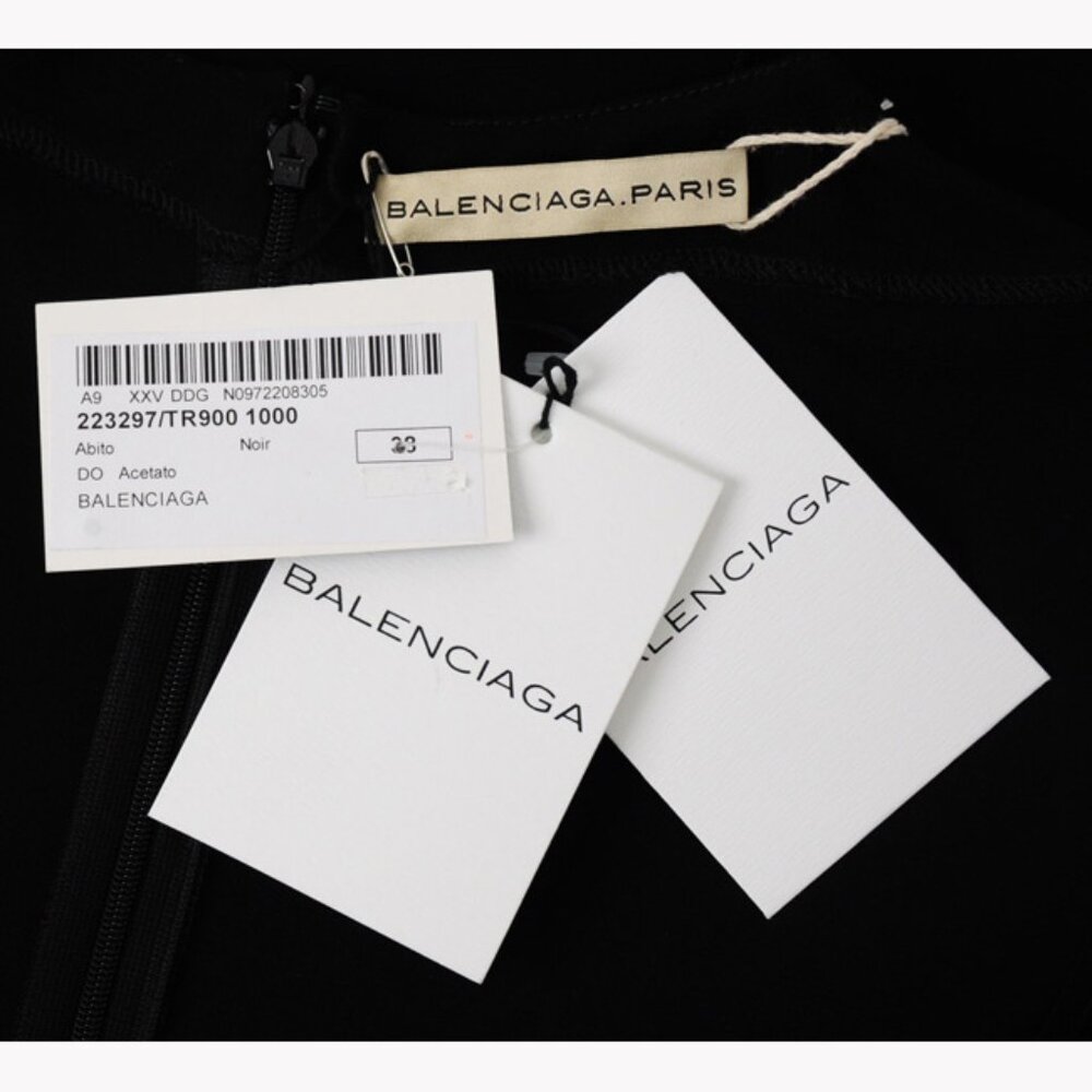 BALENCIAGA BLACK DRESS WITH CAPELET STRETCH JERSEY RUCHING - Picture 9 of 11